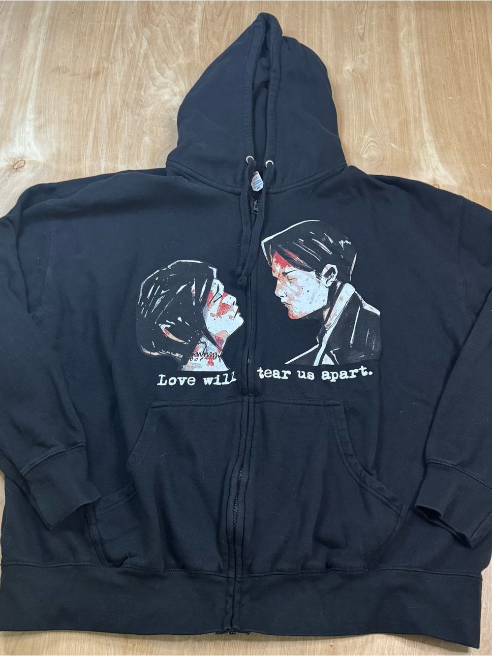 My Chemical Romance Love Will Tear Us Apart Black Full Zip Hoodie Pockets 2XL